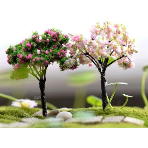 2PC Mini Simulation Sakura Miniatures Desk Decoration Natural Kawaii Decorations for Home Micro Landscape Setting Home Decor