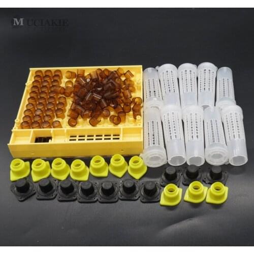 MUCIAKIE Beekeeping Tools Equipment Set Queen Rearing System Cultivating Box 110pcs Plastic Bee Cell Cups Cupkit Queen Cage
