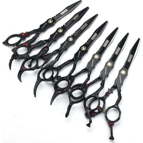 Designer Style Barber Special Scissors Set Hair Salon Cool Black Hair Cutting Scissors 6 inch Hairdressing Cut Thinning Scissors