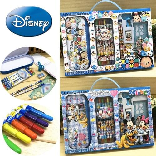 Disney Mickey Mouse Children School Stationary Set Anime Frozen Marvel Spiderman Cars Snow White Christmas New Year Gifts Sets