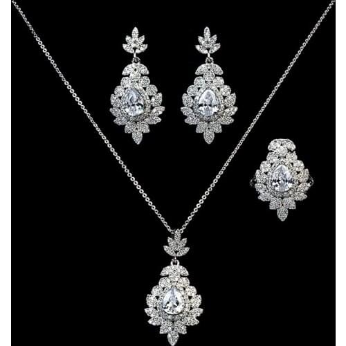Jewelry Sets HADIYANA Vintage Gorgeous Women Wedding Party Necklace Earrings And Ring Set 3PCS Cubia Zirconia CN1740 Bisuteria