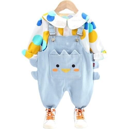 New Spring Autumn Baby Girl Clothes Cute Fashion Children Cotton Shirt Overalls 2Pcs/Sets Toddler Casual Costume Kids Tracksuits
