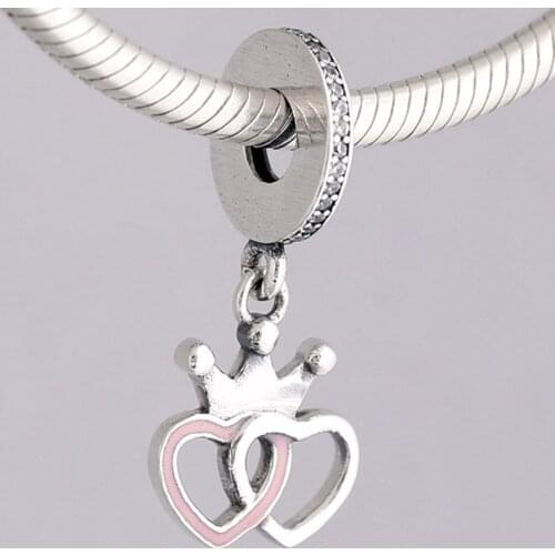Original Entwined Heart With A Regal Crown Pendant Bead Fit 925 Sterling Silver Bead Charm Bracelet Diy Jewelry