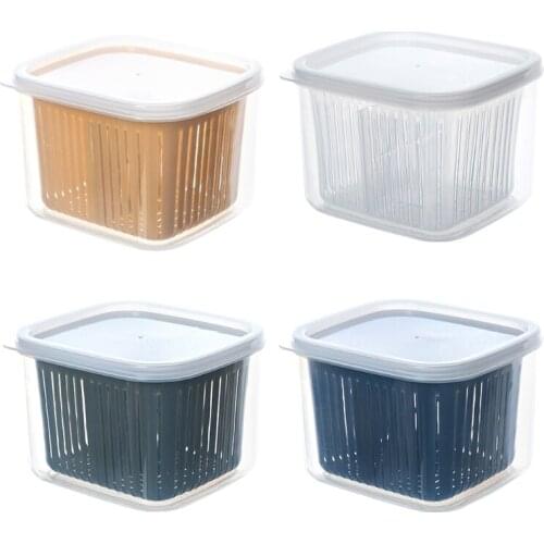 T3EC Portable Square Seal Box Green Onion Crisper Kitchen Ginger Garlic Storage Box Refrigerator Fruit Square Freshness Fresh