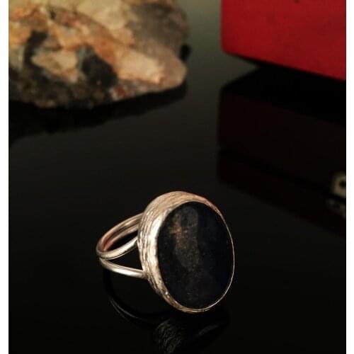 Dr Stone Natural Stone Women Lapis Lazuli Stone Silver Plated Ring KRB135