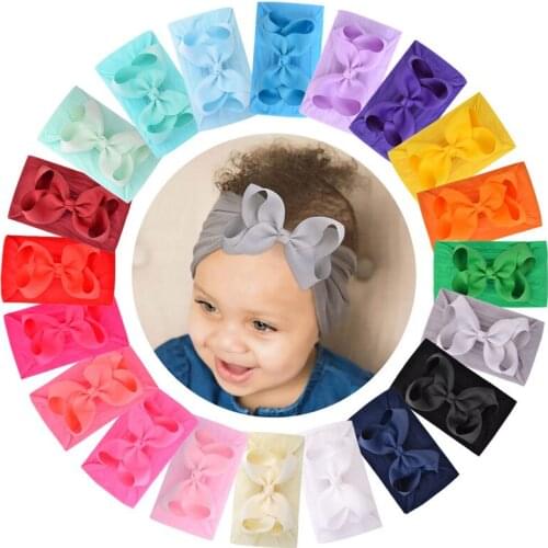 Cute Bows Baby Headband Solid Color Elastic Newborn Baby Girl Headbands Nylon Infant Hairband Hairband Baby Hair Accessory