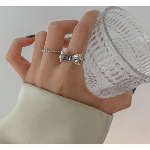 Adjustable Opening Bowknot Rings For Women Retro Fashion Korea Simple Hip Hop Hot Sale Lady Party Gift Wedding Jewelry BOYULIGE