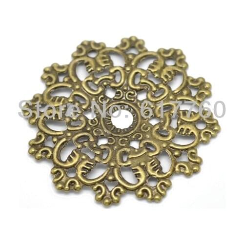 Free shipping-30Pcs Antique Bronze Filigree Flower Wraps Connectors Jewelry Findings DIY Connectors 4.7x4.7cm J0001