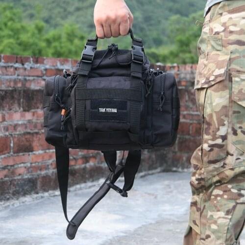 TAK YIYING Tactical Molle Nylon Messenger Shoulder Bag Outdoor Multifunction Climbing Bag Black