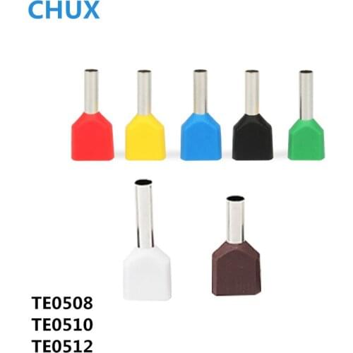 TE-0508 TE0510 TE0512 Electrical Insulating Insulated Terminal 500PCS Cold pressed end double line tube shaped Wire Connector