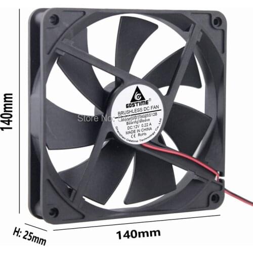 5 Pcs/Lot Gdstime Silent Quiet 140mm Cooler PC Case Cooling Fans 14cm DC 12V 2Pin Computer