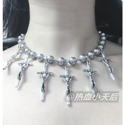 Vintage Cross Skeleton Chain Necklace Gift Gothic Style Punk Womens Jewelry Necklaces for Women Necklace on the Neck Friends