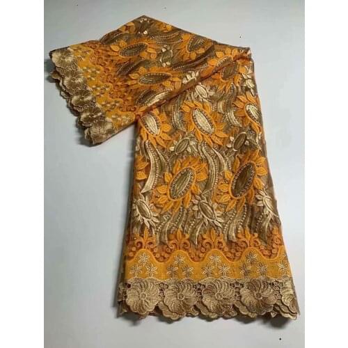 Nigerian Tulle Fabric Embroidered African Guipure Lace Fabric High quality 2021 French Net Lace With Stones 5Yards