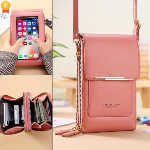 Women Bags Soft Leather Wallets Touch Screen Cell Phone Purse Crossbody Shoulder Strap Handbag for Female Cheap Womens Bags