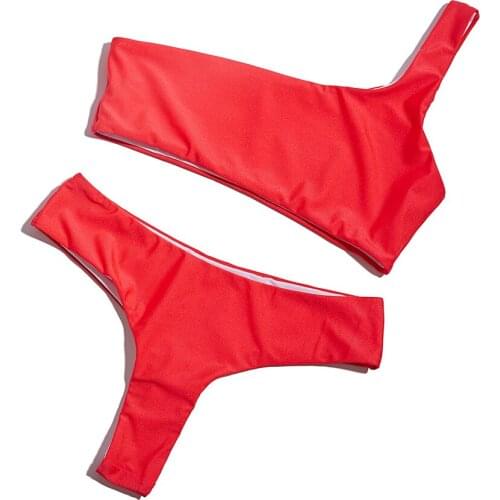 BANDEA Solid Bikini sexy women High Cut bikini Swimsuit Women Bikini Set One Shoulder Swimwear Female Swimming Suit 2019