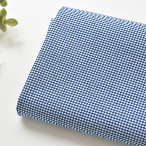 1meter Yarn dyed blue and white small fine grid fabric for Childrens skirt dress DIY Summer clothes bag handwork fabric art XMT