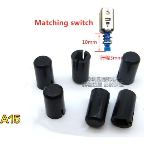 100pcs Straight key switch Square head press the black cap A15 diameter 5MM*8.85MM high Inner hole 3mm × 2.7mm