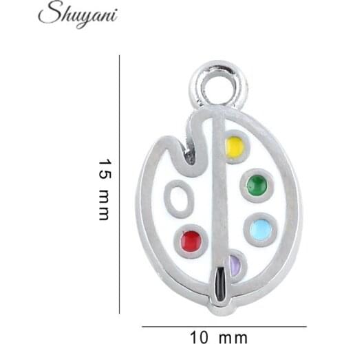 20pcs/lot Free Shipping 15*10mm 3D Artist Palette Charms Pendant Jewelry Making Accessories Bracelet Necklace Handmade Crafts