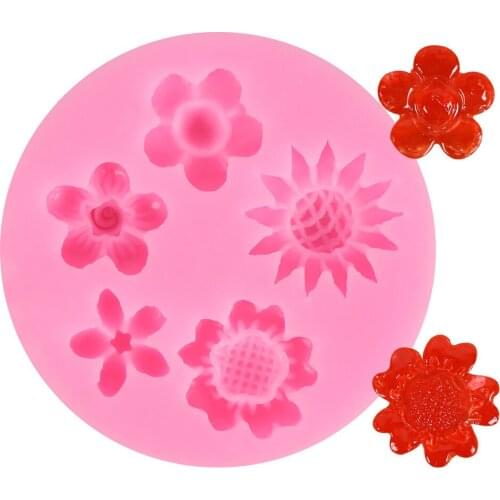 3D Sunflower Rose Flowers Silicone Cake Border Decoration Sugarcraft Cake Mold Polymer Clay Crafts DIY