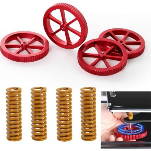 4PCS Aluminum Hand Twist Leveling Nut and 4PCS Hot Bed Die Springs for Ender 3 5 Plus/Pro CR 20 10 10S Pro 3D Printer
