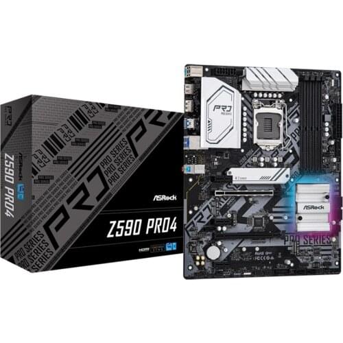 ASRock Z590 Pro4 For Intel LGA 1200 Socket SATA3 Ultra M.2 Interface USB 3.2 Gen2 Type-A Port (10 Gb/s) DDR4 4800MHz (OC)