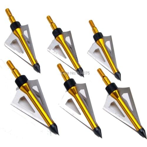 Free shiping 12pcs crossbow arrow broadhead 125 grain 2'' cut diameter 3 solid blades arrow head tip