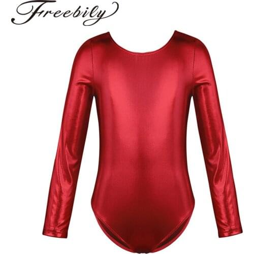 Kids Ballet Dance Clothes Unitard Girl Long Sleeve Gymnastic Leotard Jumpsuit Professional Exercise Stage Performance Spandex