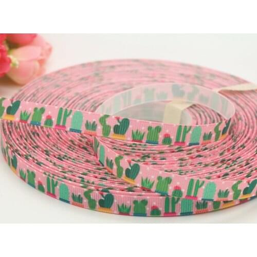 DUWES 3/8'' Free shipping cuctus printed grosgrain ribbon hairbow headwear party decoration diy wholesale 9mm D643
