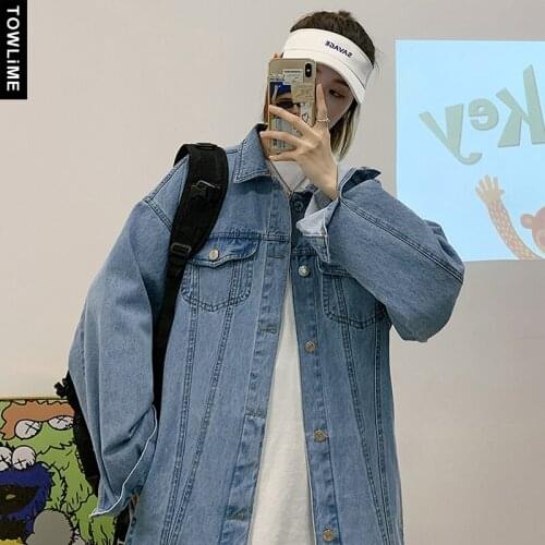 Fashion Women Denim Jean Jackets Vintage Solid Korean Pattern Loose 3 Colors Streetwear Coat Couple Stylish Outerwear Tops