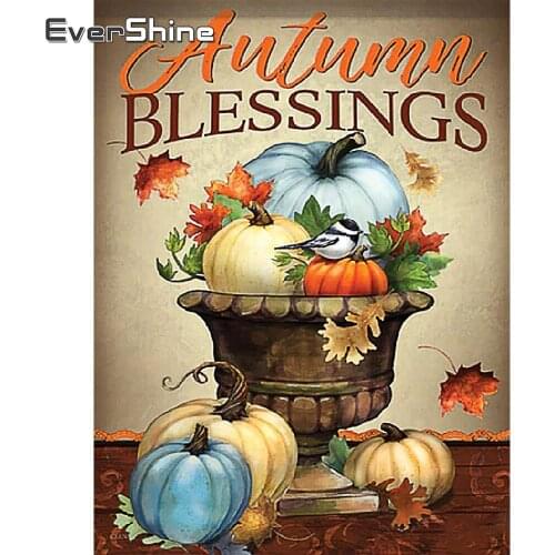 EverShine 5D DIY Diamond Embroidery Cartoon Picture Of Rhinestones Diamond Painting Thanksgiving Cross Stitch Pumpkin Home Decor