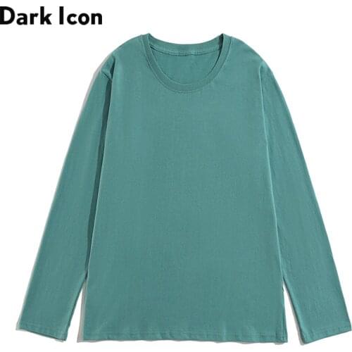 Dark Icon Plain Long Sleeved Men Women Tee Shirts Basic Solid Color Pure Mens Tshirts 6 Colors