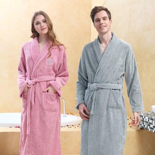 Winter Bathrobe Men Male Hooded 100% Cotton Terry Towel Long Bathrobe Mens Hotel Home Thick Warm Dressing Gown Kimono Robes
