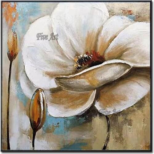 Cheap Hand-painted Abstract Knife Thick Flower Oil Painting Art Wall Hangings Home Decor Picture Texture Floral Painting Artwork
