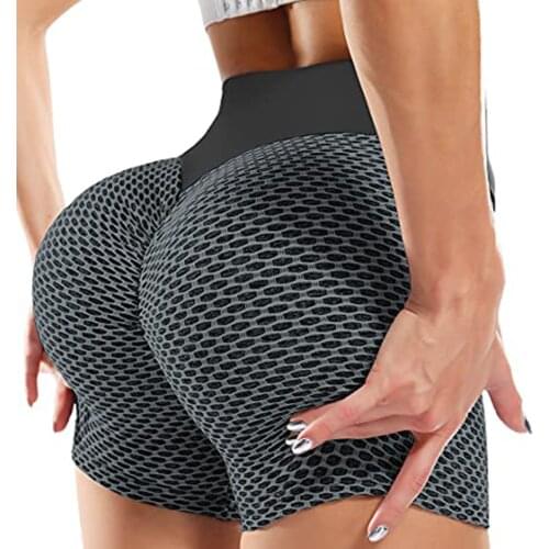 KIWI RATA High Waisted Butt Lifting Yoga Shorts for Women Tummy Control Textured Ruched Shorts Sports Gym Running Biker Shorts