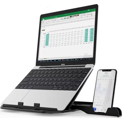 New Portable Laptop Stand 360 Rotating Base Laptop Rack With Mobile Phone Holder For Home Office Working-Black/White