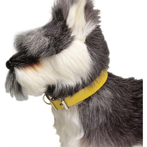 Solid Color Dog Collar Cowhide Adjustable Exquisite Metal Fasteners Pet Neck Decoration Accessory