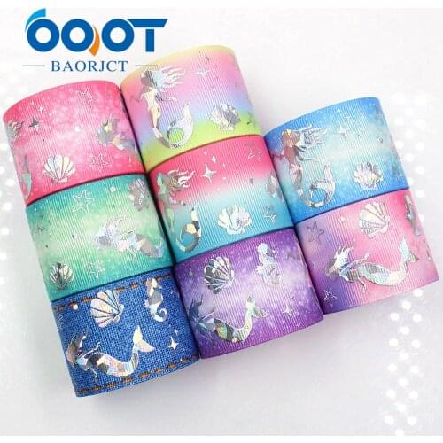 OOOT BAORJCT G-18609-445 38 mm 10 yards laser Silver Cartoon love Printed grosgrain ribbon DIY headdress wedding gift wrap