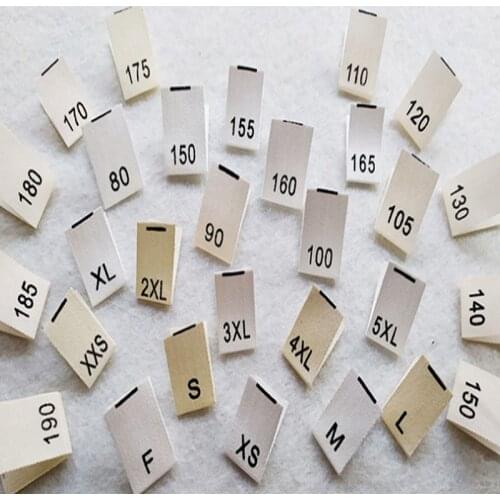 Wholesale Stock garment cotton number center fold size labels for clothing sewing tags woven Size tags free shipping