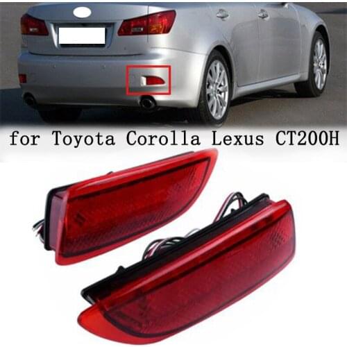 A Pair LED Rear Bumper Reflector Turn Signal Lamp For Toyota Corolla 2011-2013 for Lexus CT200H Red Lens Parking Brake Fog Lamp