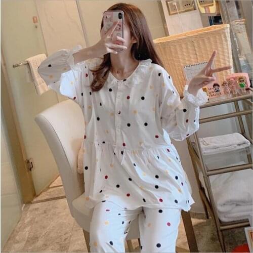 Maternity Nursing Sleepwear Breastfeeding Nightwear Women Pregnancy New 2 PCs/Set Summer Long Sleeve Breast Feeding Pajamas Suit