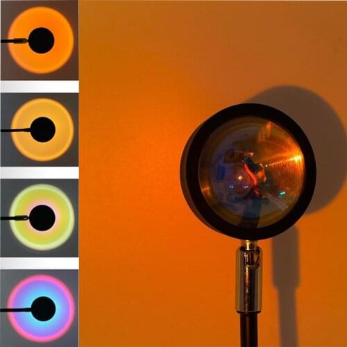 Sunset Projection Lamp Rainbow Atmosphere Nightlight Sunred For Bedroom Room Decoration Background Wall Tiktok Table Lamp
