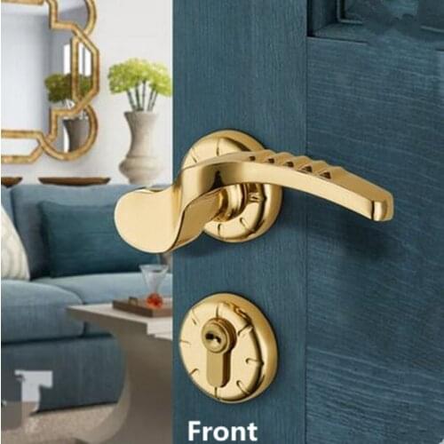 Split gold personalized fashion mute handle lock zinc alloy bedroom door lock Matte nickel interior solid wooden door locks