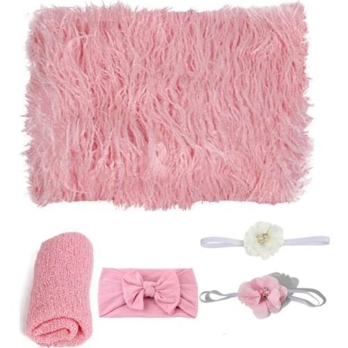 Newborn Photography Props Baby Swaddle Wrap+Blanket+Headband Set Infants Photo Shooting Clothing Accessories