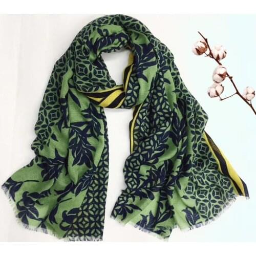 2016 New Women Cotton Leaf Print Scarf Shawls Long Soft Palm Leaf Fringe Scarves Wrap Hijab 4 Color Free Shipping