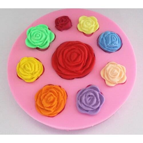 Pretty rose flower fondant cake molds soap chocolate mould for the kitchen baking cake tool FM007
