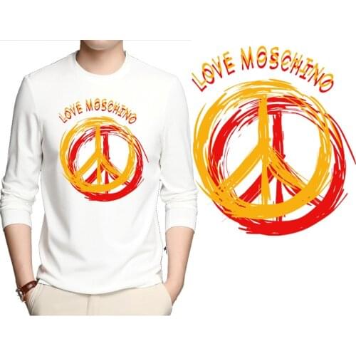 Trendy brand big LOGO vinyl heat transfer ironing on clothes DIY fashion clothing design washable boys and girl sweater stickers