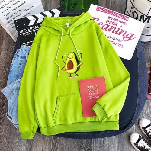Cute Cartoon Avocado Hoodie Sweatshirt Kpop Women/men Personality Ladies Streetwear Hip Hop Women Clothing Ull Pullovers Winter