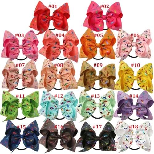 XIMA 18pcs/lot 5inch Hot Stamping Metallic Gold Ribbon Unicorn Bows Hair Ties for Girls Unicorn Headband Fashion Ponytail Holder