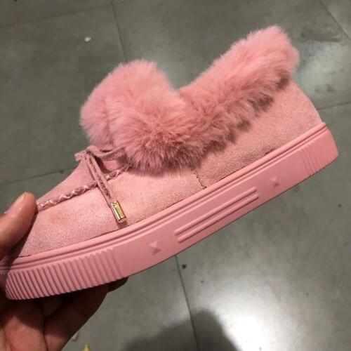 Snow Boots Womens Thick Plush Cotton Boots Winter Round Toe Thick Bottom And Velvet Warm Cotton Shoes Peas Shoes New Style