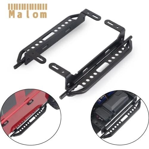 1pair Side Steel Sliders Metal Pedals for 1/10 RC Crawler Traxxas TRX4 Defender Bronco Aluminium alloy Foot pedal Upgrade Parts